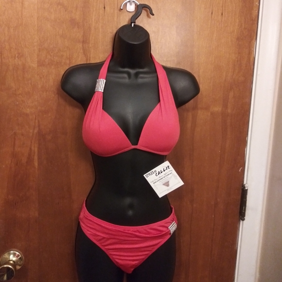 🤑SALE🤑 Summertime Fine Aqua Bling Red Bikini - Picture 6 of 6